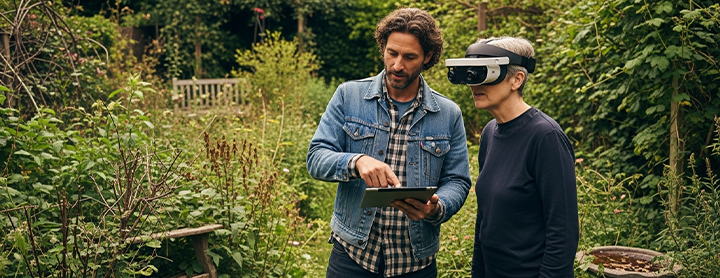 Projection d’un projet de jardin grâce à la réalité augmentée lors d’une phase de conception paysagère